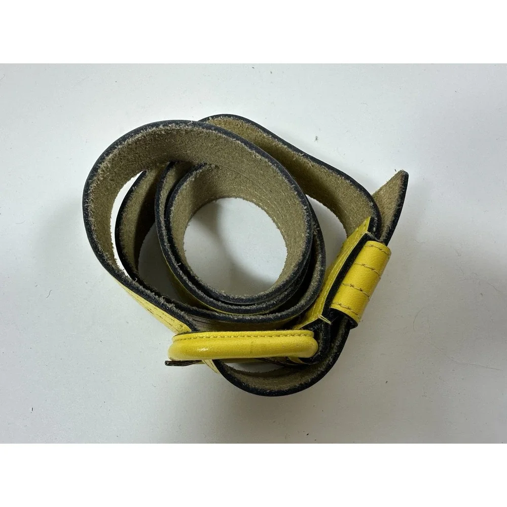 Schaffer Leather Belt Yellow Womens 28 5834M Buckle Wrapped High Fashion 80s
